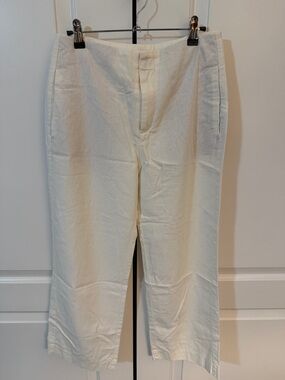 GAP Linen-Blend Relaxed Straight Ankle Pants in White Size 4 - only worn 1 time